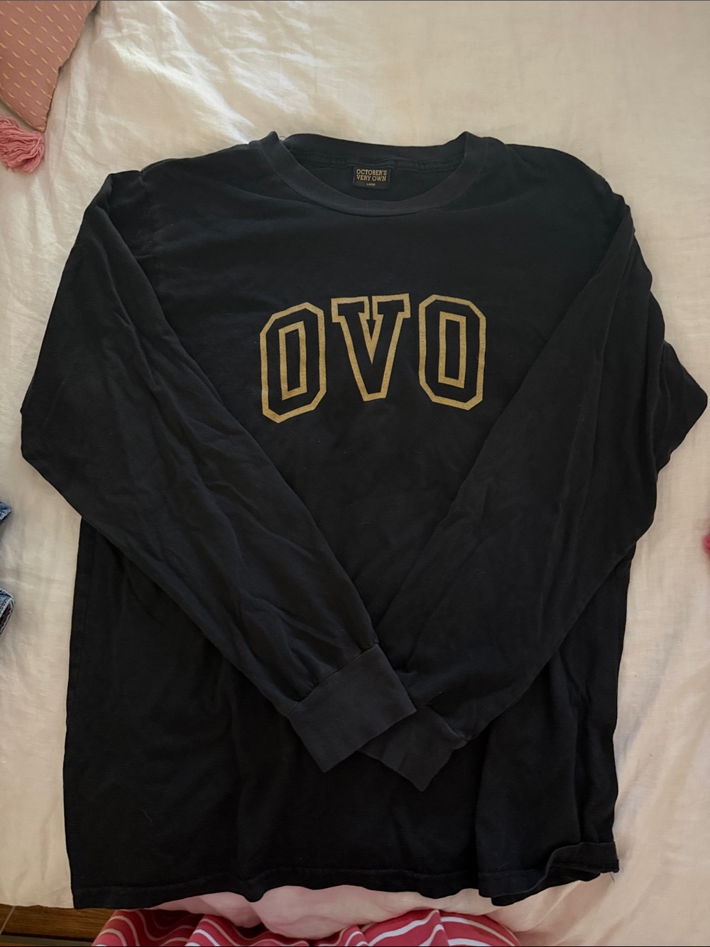 OVO Black Long Sleeve Tee with Gold Logo